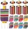 24 Sets Tiny Sombrero Hats Mini Serapes for Bottles Colorful Beer Poncho Cover Cape Sombrero Bottles Topper for Cinco De Mayo Mexican Fiesta Party Table Decorations